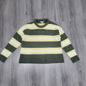 Madewell Sweater Coziest Yarn Large Yellow Stripe Crew Neck Fulton Wool Alpaca
